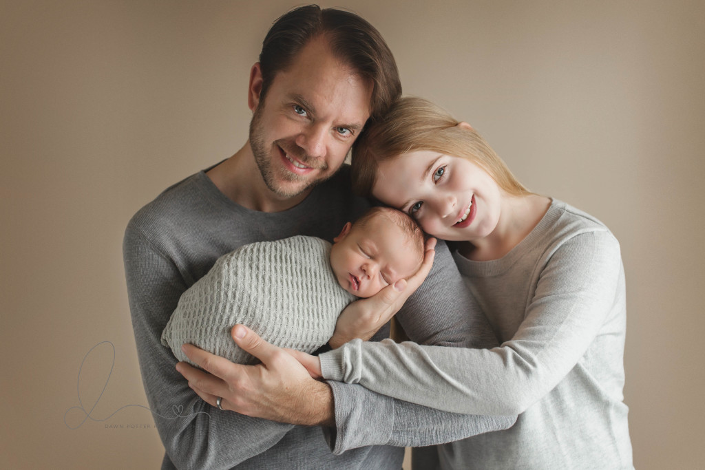 newborn baby boy wrapped with dad and big sister | issaquah baby photographer