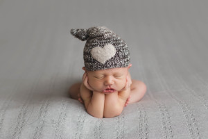 froggy pose | baby girl on grey | Seattle newborn photography