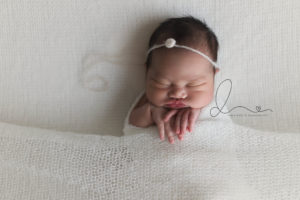 Bellevue newborn session | baby girl tucked in