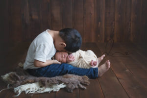 Bellevue newborn session | baby girl with big brother