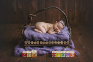 Bellevue newborn session | baby girl on prop